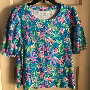 Lilly Pulitzer Rhett Top Formentera Turquoise Keep On Beleafing L